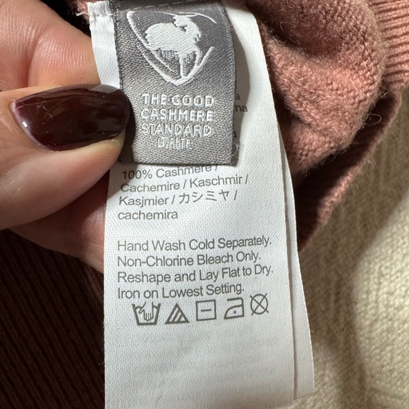 JCREW 100% Cashmere Dusty Pink Clay Vneck Oversized 3/4 Sleeves Sweater M - Picture 6 of 7